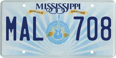 MS license plate MAL708