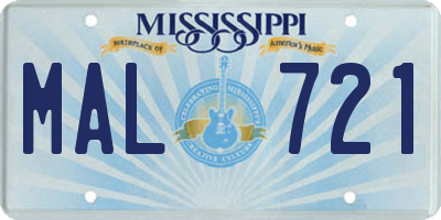 MS license plate MAL721