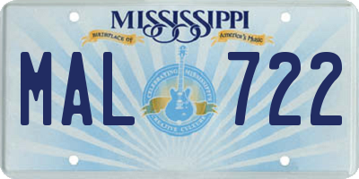 MS license plate MAL722