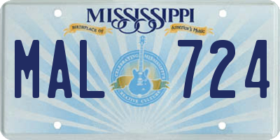 MS license plate MAL724