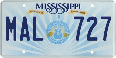 MS license plate MAL727