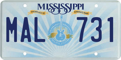 MS license plate MAL731