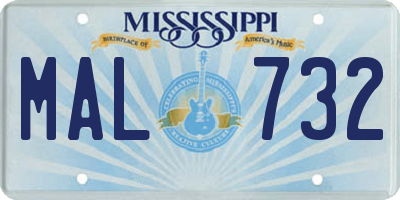 MS license plate MAL732