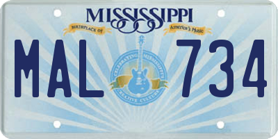 MS license plate MAL734