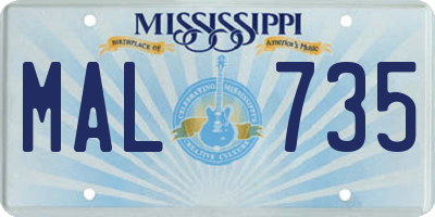 MS license plate MAL735