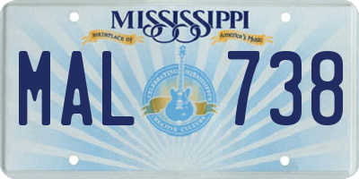 MS license plate MAL738
