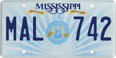 MS license plate MAL742