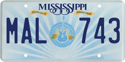 MS license plate MAL743