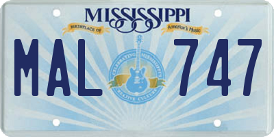 MS license plate MAL747