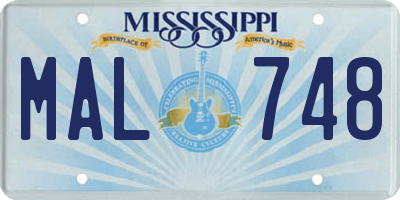 MS license plate MAL748