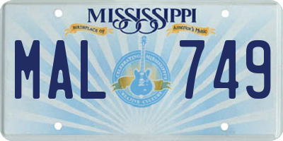MS license plate MAL749
