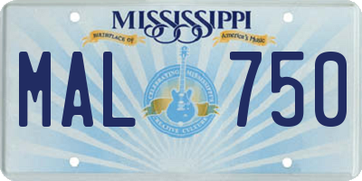 MS license plate MAL750