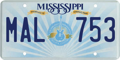 MS license plate MAL753