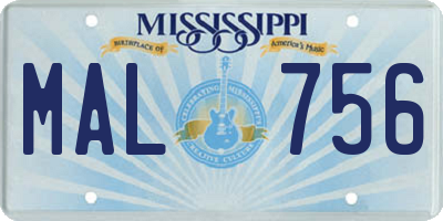 MS license plate MAL756