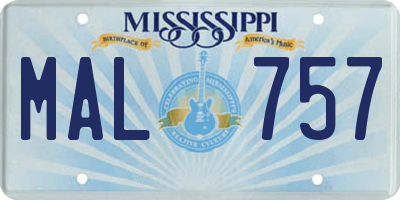 MS license plate MAL757