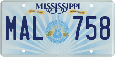 MS license plate MAL758