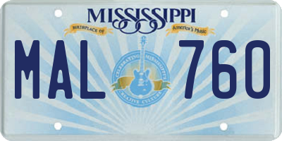 MS license plate MAL760