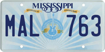 MS license plate MAL763