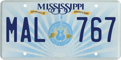 MS license plate MAL767