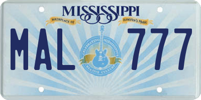MS license plate MAL777