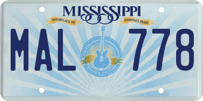 MS license plate MAL778
