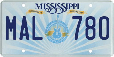 MS license plate MAL780