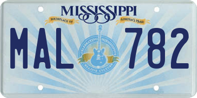 MS license plate MAL782
