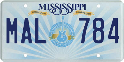 MS license plate MAL784