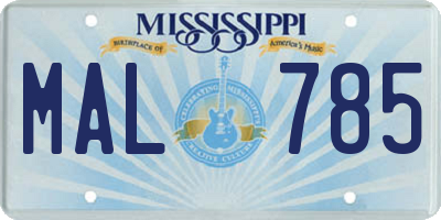 MS license plate MAL785