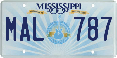 MS license plate MAL787