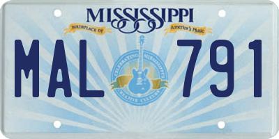 MS license plate MAL791