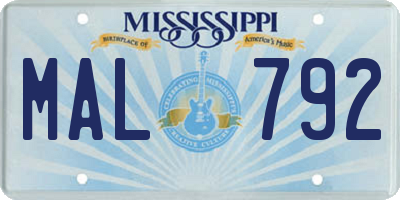 MS license plate MAL792