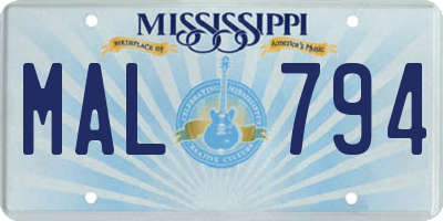 MS license plate MAL794