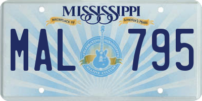 MS license plate MAL795