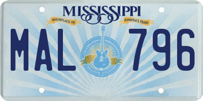 MS license plate MAL796