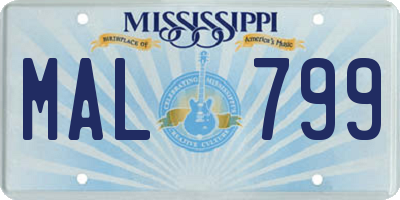 MS license plate MAL799