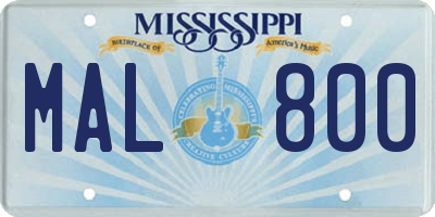 MS license plate MAL800