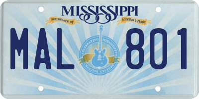 MS license plate MAL801