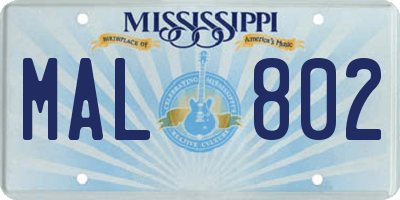 MS license plate MAL802