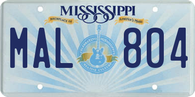 MS license plate MAL804