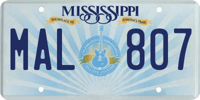 MS license plate MAL807
