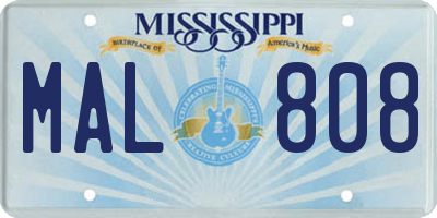 MS license plate MAL808