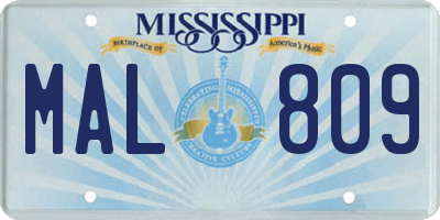 MS license plate MAL809