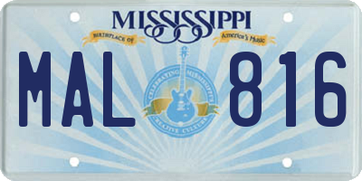 MS license plate MAL816