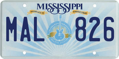 MS license plate MAL826