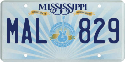 MS license plate MAL829