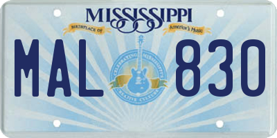 MS license plate MAL830