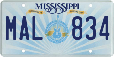 MS license plate MAL834