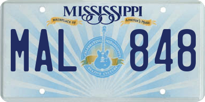 MS license plate MAL848