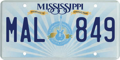 MS license plate MAL849